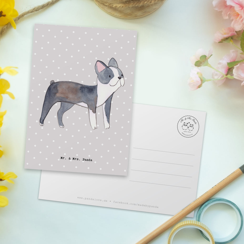 Postkarte Boston Terrier Lebensretter Geschenkkarte, Grußkarte, Karte, Einladung, Ansichtskarte, Geburtstagskarte, Einladungskarte, Dankeskarte, Hund, Hunderasse, Rassehund, Hundebesitzer, Geschenk, Tierfreund, Schenken, Welpe, Boston Terrier
