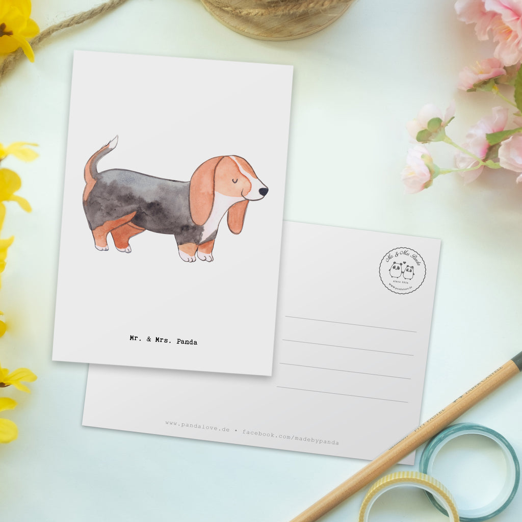 Postkarte Basset Hound Lebensretter Geschenkkarte, Grußkarte, Karte, Einladung, Ansichtskarte, Geburtstagskarte, Einladungskarte, Dankeskarte, Hund, Hunderasse, Rassehund, Hundebesitzer, Geschenk, Tierfreund, Schenken, Welpe, Basset Hound, Basset