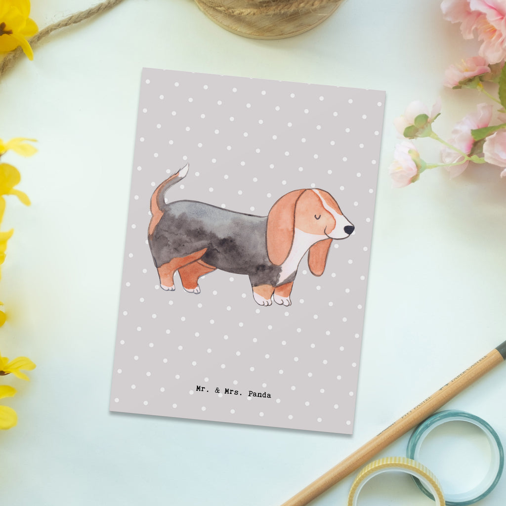 Postkarte Basset Hound Lebensretter Geschenkkarte, Grußkarte, Karte, Einladung, Ansichtskarte, Geburtstagskarte, Einladungskarte, Dankeskarte, Hund, Hunderasse, Rassehund, Hundebesitzer, Geschenk, Tierfreund, Schenken, Welpe, Basset Hound, Basset