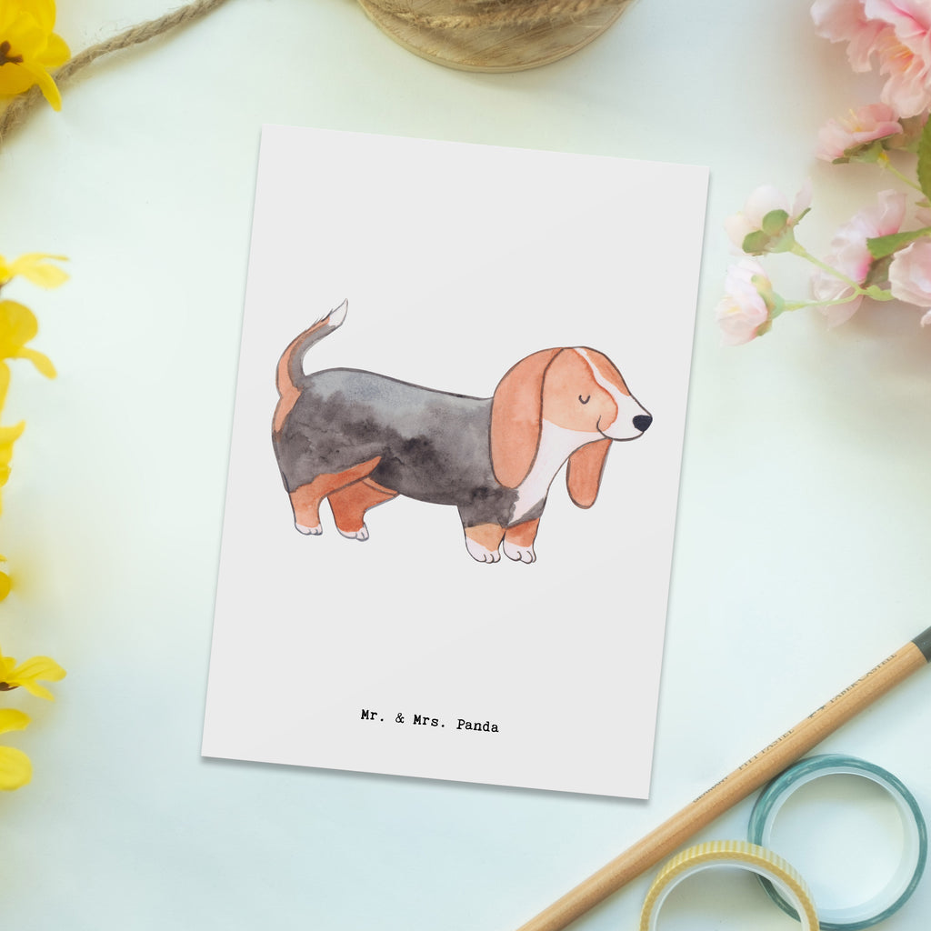 Postkarte Basset Hound Moment Geschenkkarte, Grußkarte, Karte, Einladung, Ansichtskarte, Geburtstagskarte, Einladungskarte, Dankeskarte, Hund, Hunderasse, Rassehund, Hundebesitzer, Geschenk, Tierfreund, Schenken, Welpe, Basset Hound, Basset