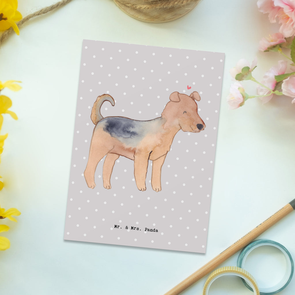 Postkarte Airedale Terrier Moment Geschenkkarte, Grußkarte, Karte, Einladung, Ansichtskarte, Geburtstagskarte, Einladungskarte, Dankeskarte, Hund, Hunderasse, Rassehund, Hundebesitzer, Geschenk, Tierfreund, Schenken, Welpe, Airedale Terrier
