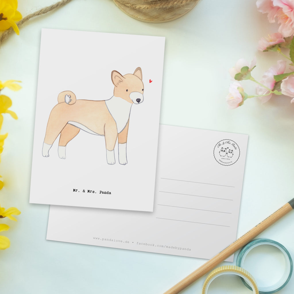 Postkarte Basenji Lebensretter Geschenkkarte, Grußkarte, Karte, Einladung, Ansichtskarte, Geburtstagskarte, Einladungskarte, Dankeskarte, Hund, Hunderasse, Rassehund, Hundebesitzer, Geschenk, Tierfreund, Schenken, Welpe, Kongo-Terrier, Basenji