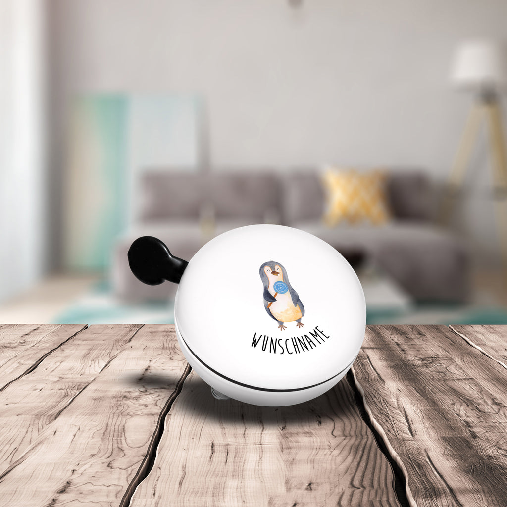 Personalisierte Fahrradklingel Pinguin Lolli Personalisierte Fahrradklingel, Personalisierte Fahrradglocke, Fahrradklingel mit Namen, Fahrradglocke mit Namen, Fahrradklingel selbst gestalten, Fahrradklingel Wunschname, Pinguin, Pinguine, Lolli, Süßigkeiten, Blödsinn, Spruch, Rebell, Gauner, Ganove, Rabauke