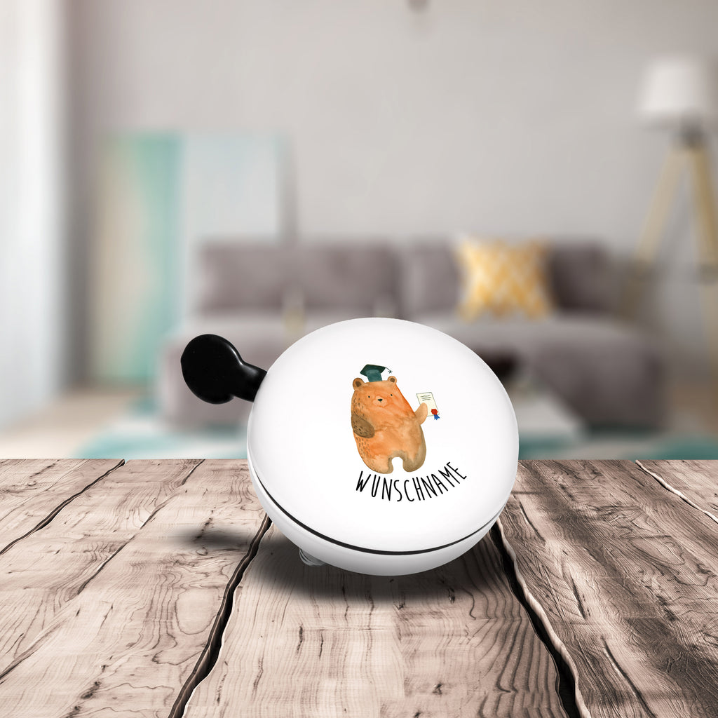 Personalisierte Fahrradklingel Prüfungsbär Personalisierte Fahrradklingel, Personalisierte Fahrradglocke, Fahrradklingel mit Namen, Fahrradglocke mit Namen, Fahrradklingel selbst gestalten, Fahrradklingel Wunschname, Bär, Teddy, Teddybär, Abitur, Prüfungen, Prüfung bestanden, Abschluss, Zeugnis, Abschlusszeugnis