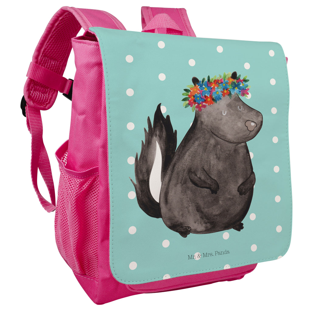 Kinderrucksack Stinktier Blumenmaedchen Kids, Rucksack, Kinderrucksack, Kinder Rucksack, Rucksack Kindergröße, Kleiner Rucksack, Stinktier, Skunk, Wildtier, Raubtier, Stinker, Stinki, Yoga, Namaste, Lebe, Liebe, Lache