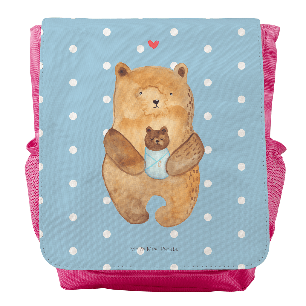 Kinderrucksack Bär mit Baby Kids, Rucksack, Kinderrucksack, Kinder Rucksack, Rucksack Kindergröße, Kleiner Rucksack, Bär, Teddy, Teddybär, Eltern, Mutter, Baby, Taufe, Geburt, Nichte, Neffe, Enkel, Enkelin, Täufling, Geburtstag, Glückwunsch
