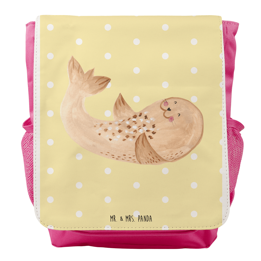 Kinderrucksack Robbe liegend Kids, Rucksack, Kinderrucksack, Kinder Rucksack, Rucksack Kindergröße, Kleiner Rucksack, Tiermotive, Gute Laune, lustige Sprüche, Tiere, Robbe, Robben, Seehund, Strand, Meerestier, Ostsee, Nordsee, Lachen, Freude