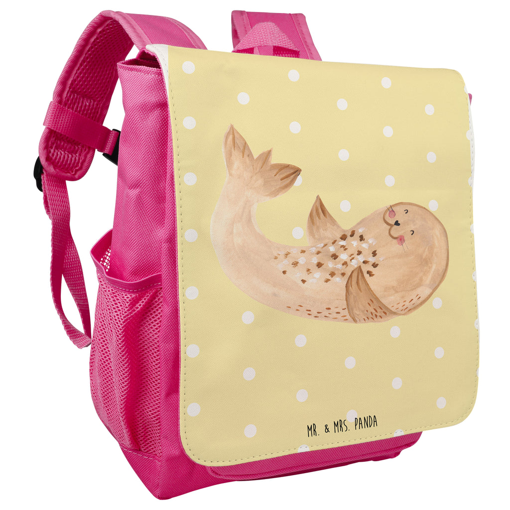 Kinderrucksack Robbe liegend Kids, Rucksack, Kinderrucksack, Kinder Rucksack, Rucksack Kindergröße, Kleiner Rucksack, Tiermotive, Gute Laune, lustige Sprüche, Tiere, Robbe, Robben, Seehund, Strand, Meerestier, Ostsee, Nordsee, Lachen, Freude