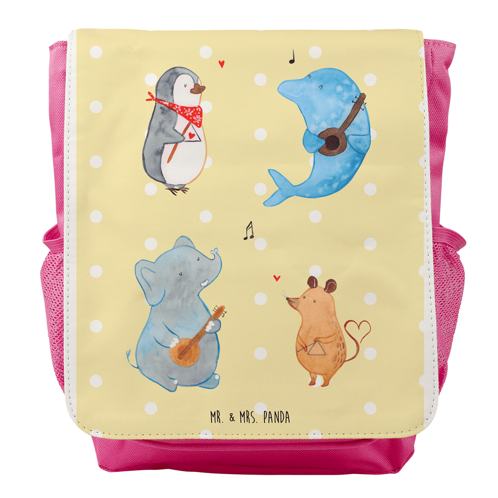 Kinderrucksack Big Band Kids, Rucksack, Kinderrucksack, Kinder Rucksack, Rucksack Kindergröße, Kleiner Rucksack, süße Tiermotive, gute Laune, lustige Sprüche, Tiere, Hund, Pinguin, Maus, Elefant, Delfin, Gitarre, Band, Triangel, Musikanten, Musik