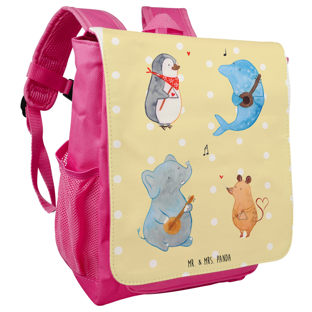 Kinderrucksack Big Band Kids, Rucksack, Kinderrucksack, Kinder Rucksack, Rucksack Kindergröße, Kleiner Rucksack, süße Tiermotive, gute Laune, lustige Sprüche, Tiere, Hund, Pinguin, Maus, Elefant, Delfin, Gitarre, Band, Triangel, Musikanten, Musik