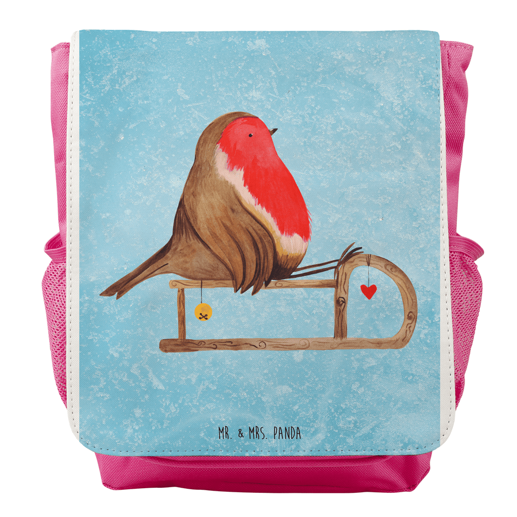 Kinderrucksack Rotkehlchen Schlitten Kids, Rucksack, Kinderrucksack, Kinder Rucksack, Rucksack Kindergröße, Kleiner Rucksack, Winter, Weihnachten, Weihnachtsdeko, Nikolaus, Advent, Heiligabend, Wintermotiv, Schlitten, Vogel