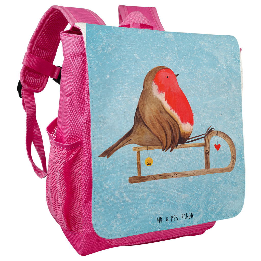 Kinderrucksack Rotkehlchen Schlitten Kids, Rucksack, Kinderrucksack, Kinder Rucksack, Rucksack Kindergröße, Kleiner Rucksack, Winter, Weihnachten, Weihnachtsdeko, Nikolaus, Advent, Heiligabend, Wintermotiv, Schlitten, Vogel