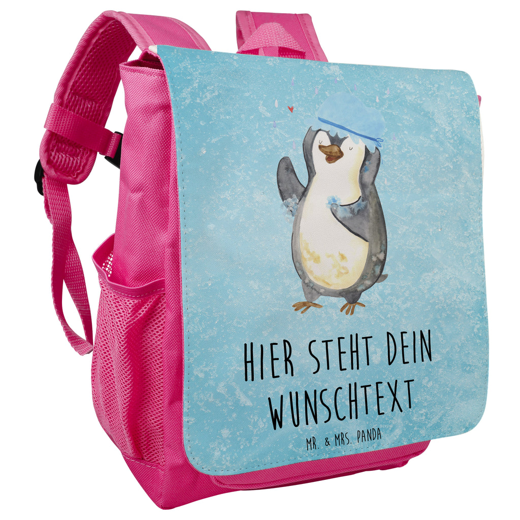 Personalisierter Kinderrucksack Pinguin duscht Personalisierter Rucksack, Kinderrucksack mit Wunschnamen, Kinder Rucksack personalisiert, Rucksack Kindergröße mit Name, Kleiner Rucksack mit individuellem Text, Rucksack mit eigenem Namen, Individueller Kinderrucksack, Rucksack mit Wunschtext, Personalisierter Rucksack für Kinder<br />Kinder Rucksack mit eigenem Design, Pinguin, Pinguine, Dusche, duschen, Lebensmotto, Motivation, Neustart, Neuanfang, glücklich sein