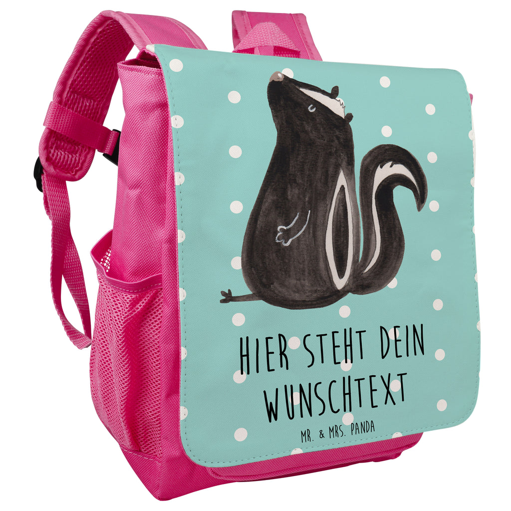 Personalisierter Kinderrucksack Stinktier sitzend Personalisierter Rucksack, Kinderrucksack mit Wunschnamen, Kinder Rucksack personalisiert, Rucksack Kindergröße mit Name, Kleiner Rucksack mit individuellem Text, Rucksack mit eigenem Namen, Individueller Kinderrucksack, Rucksack mit Wunschtext, Personalisierter Rucksack für Kinder<br />Kinder Rucksack mit eigenem Design, Stinktier, Skunk, Wildtier, Raubtier, Stinker, Stinki, Spruch, Büro, Recht, Besserwisser