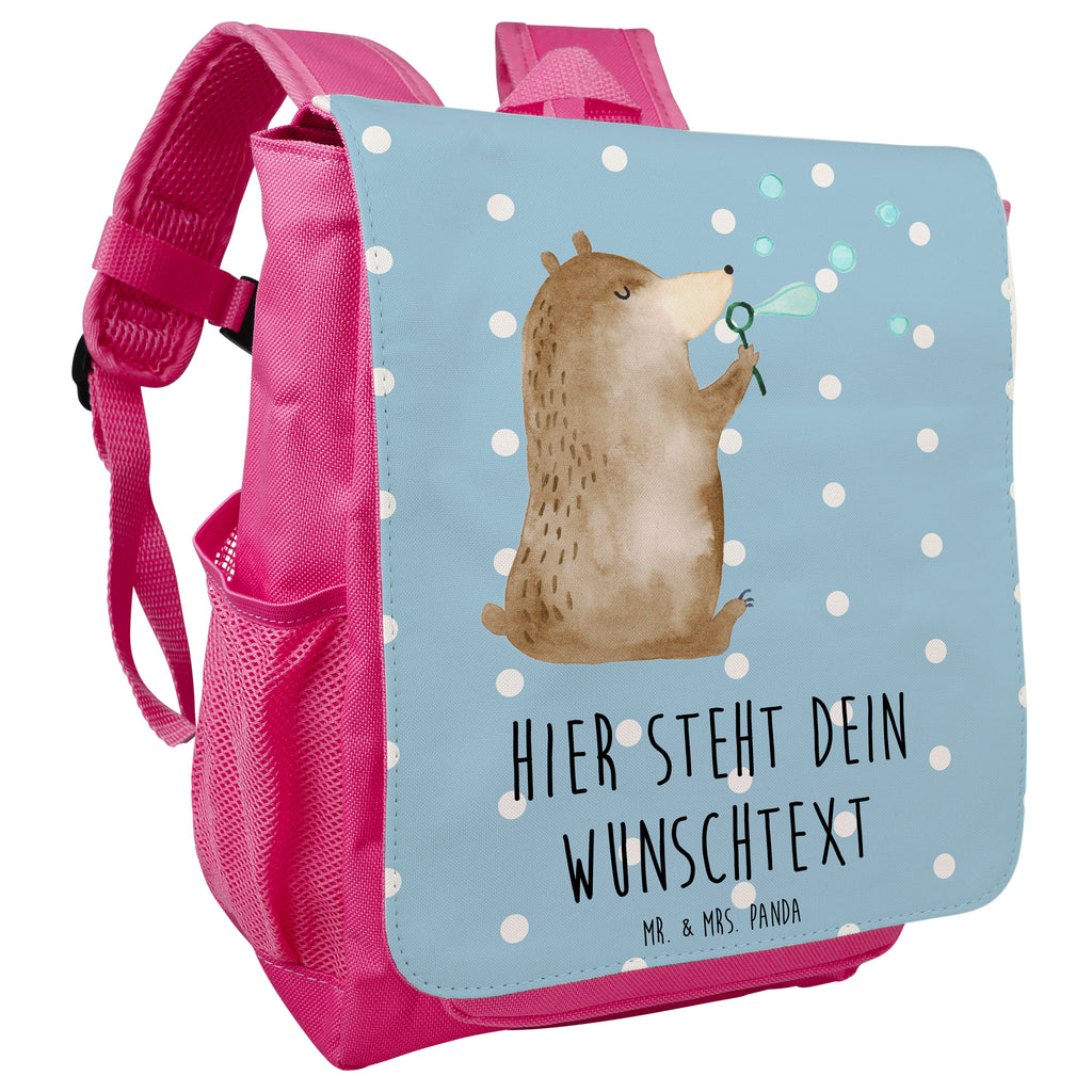 Personalisierter Kinderrucksack Bär Seifenblasen Personalisierter Rucksack, Kinderrucksack mit Wunschnamen, Kinder Rucksack personalisiert, Rucksack Kindergröße mit Name, Kleiner Rucksack mit individuellem Text, Rucksack mit eigenem Namen, Individueller Kinderrucksack, Rucksack mit Wunschtext, Personalisierter Rucksack für Kinder<br />Kinder Rucksack mit eigenem Design, Bär, Teddy, Teddybär, Seifenblasen Bär Lustig Sein Glücklich Traurig Happy
