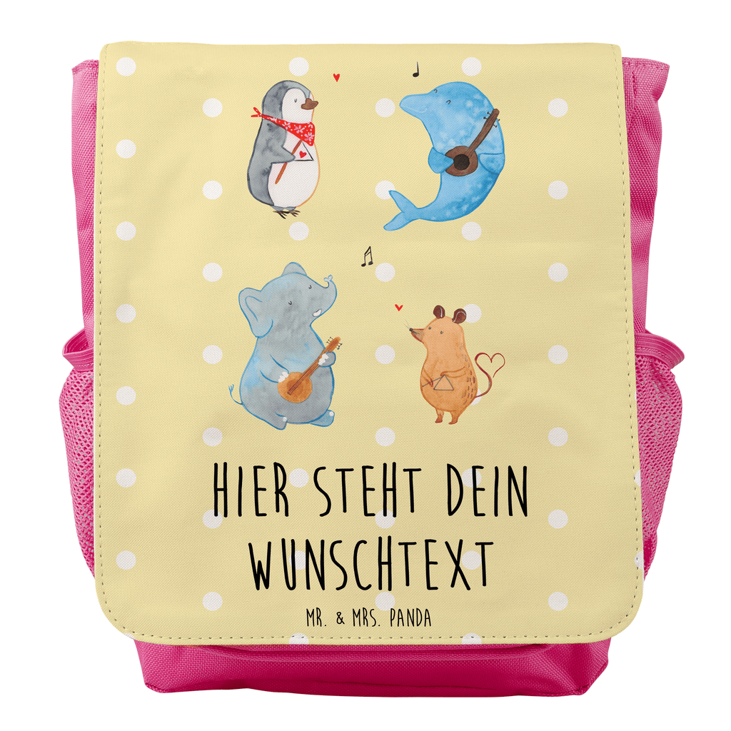 Personalisierter Kinderrucksack Big Band Personalisierter Rucksack, Kinderrucksack mit Wunschnamen, Kinder Rucksack personalisiert, Rucksack Kindergröße mit Name, Kleiner Rucksack mit individuellem Text, Rucksack mit eigenem Namen, Individueller Kinderrucksack, Rucksack mit Wunschtext, Personalisierter Rucksack für Kinder<br />Kinder Rucksack mit eigenem Design, Tiermotive, Gute Laune, lustige Sprüche, Tiere, Hund, Pinguin, Maus, Elefant, Delfin, Gitarre, Band, Triangel, Musikanten, Musik