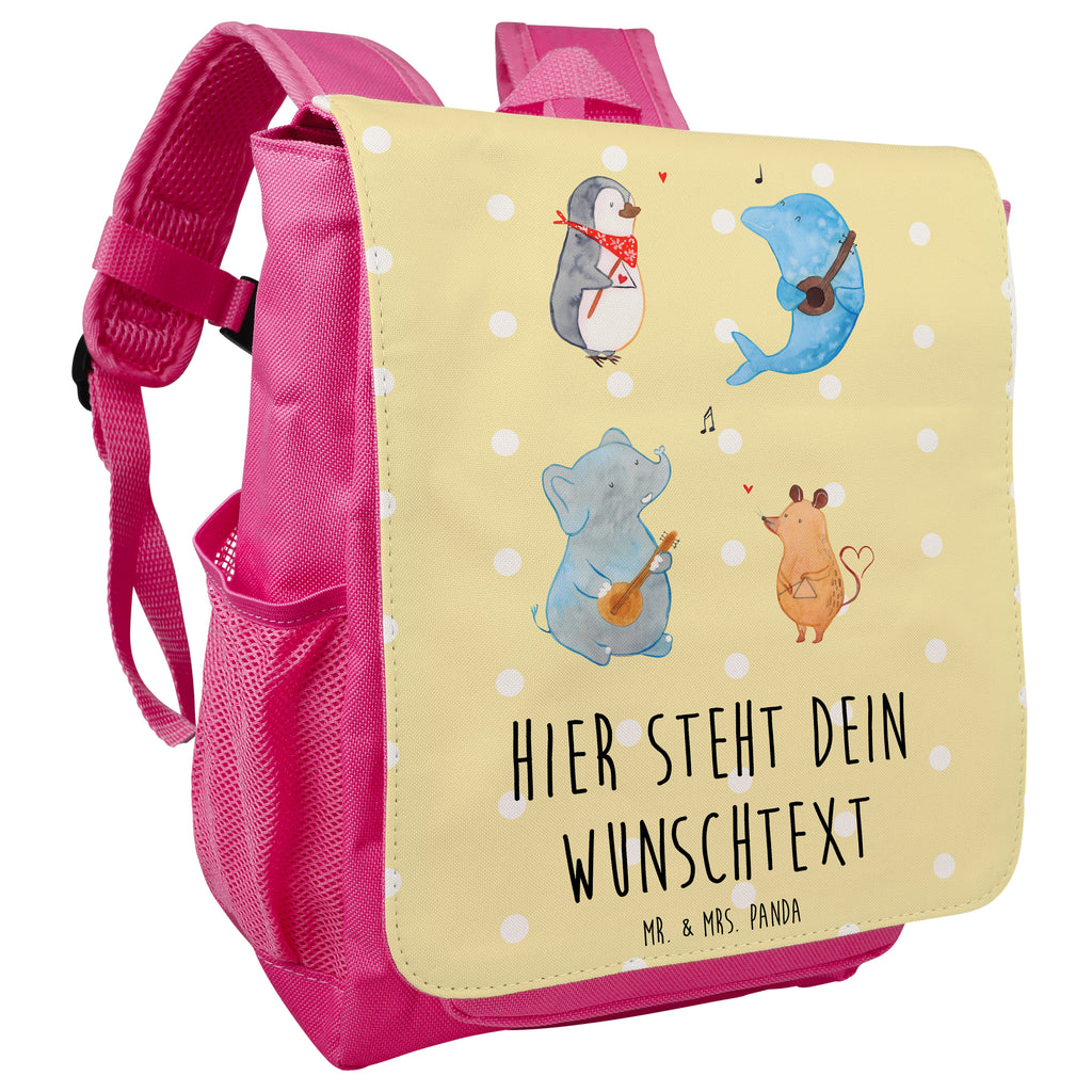 Personalisierter Kinderrucksack Big Band Personalisierter Rucksack, Kinderrucksack mit Wunschnamen, Kinder Rucksack personalisiert, Rucksack Kindergröße mit Name, Kleiner Rucksack mit individuellem Text, Rucksack mit eigenem Namen, Individueller Kinderrucksack, Rucksack mit Wunschtext, Personalisierter Rucksack für Kinder<br />Kinder Rucksack mit eigenem Design, Tiermotive, Gute Laune, lustige Sprüche, Tiere, Hund, Pinguin, Maus, Elefant, Delfin, Gitarre, Band, Triangel, Musikanten, Musik