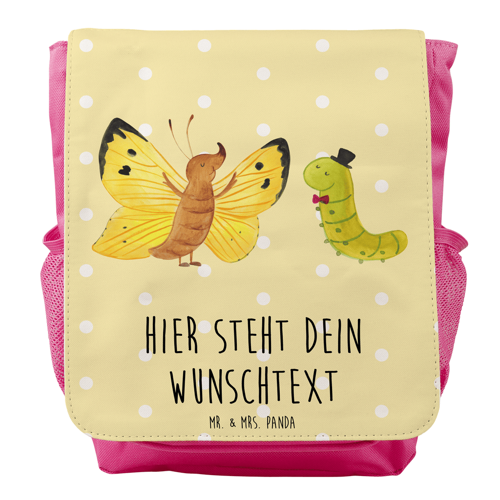 Personalisierter Kinderrucksack Raupe & Schmetterling Personalisierter Rucksack, Kinderrucksack mit Wunschnamen, Kinder Rucksack personalisiert, Rucksack Kindergröße mit Name, Kleiner Rucksack mit individuellem Text, Rucksack mit eigenem Namen, Individueller Kinderrucksack, Rucksack mit Wunschtext, Personalisierter Rucksack für Kinder<br />Kinder Rucksack mit eigenem Design, Tiermotive, Gute Laune, lustige Sprüche, Tiere, Raupe, Schmetterling, Zitronenfalter, Entwicklung, Erwachsen werden, Kokon, Hut, Hütchen, Schönheit, Aufwachsen
