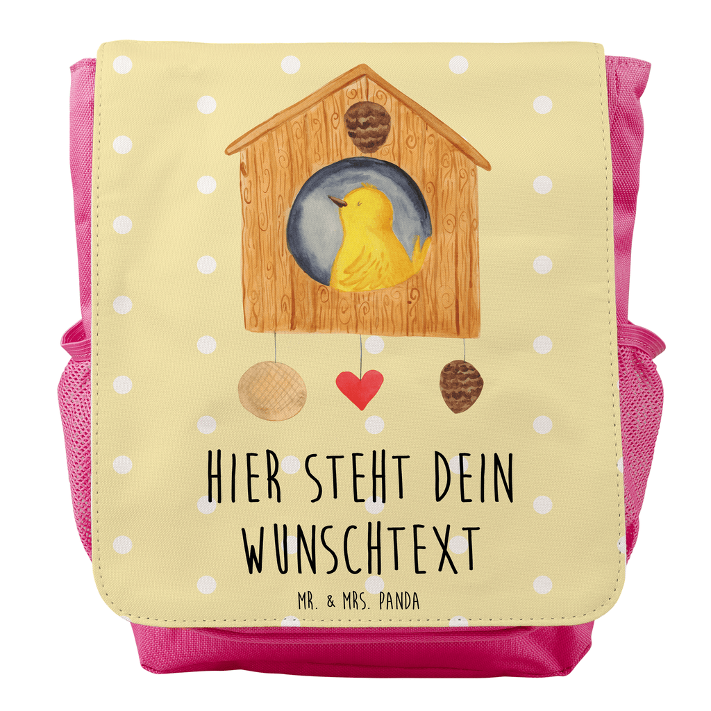 Personalisierter Kinderrucksack Vogelhaus Personalisierter Rucksack, Kinderrucksack mit Wunschnamen, Kinder Rucksack personalisiert, Rucksack Kindergröße mit Name, Kleiner Rucksack mit individuellem Text, Rucksack mit eigenem Namen, Individueller Kinderrucksack, Rucksack mit Wunschtext, Personalisierter Rucksack für Kinder<br />Kinder Rucksack mit eigenem Design, Tiermotive, Gute Laune, lustige Sprüche, Tiere, Vogel, Vögel, Vogelhaus, Vogelhäuschen, Home sweet home, Zuhause, Nest, Eigenheim, Familie, Wohnung, Haus, unser Haus, Lieblingsort, Castle