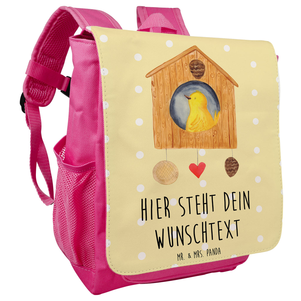 Personalisierter Kinderrucksack Vogelhaus sweet Home Personalisierter Rucksack, Kinderrucksack mit Wunschnamen, Kinder Rucksack personalisiert, Rucksack Kindergröße mit Name, Kleiner Rucksack mit individuellem Text, Rucksack mit eigenem Namen, Individueller Kinderrucksack, Rucksack mit Wunschtext, Personalisierter Rucksack für Kinder<br />Kinder Rucksack mit eigenem Design, Tiermotive, Gute Laune, lustige Sprüche, Tiere, Vogelhaus, Vogel, Home sweet Home, Einzug, Umzug, Geschenk, Einzugsgeschenk, Hausbau, Haus