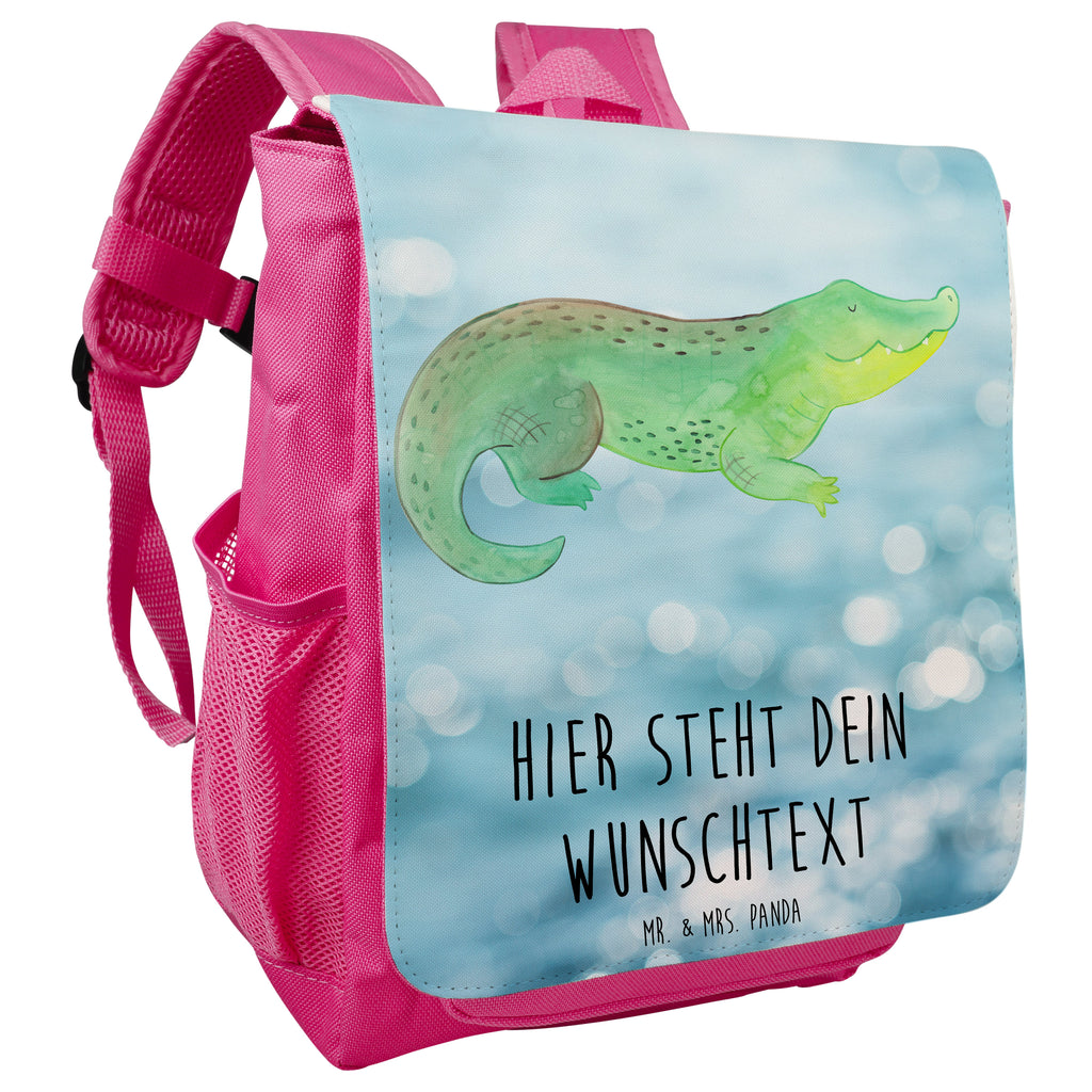 Personalisierter Kinderrucksack Krokodil Personalisierter Rucksack, Kinderrucksack mit Wunschnamen, Kinder Rucksack personalisiert, Rucksack Kindergröße mit Name, Kleiner Rucksack mit individuellem Text, Rucksack mit eigenem Namen, Individueller Kinderrucksack, Rucksack mit Wunschtext, Personalisierter Rucksack für Kinder<br />Kinder Rucksack mit eigenem Design, Meerestiere, Meer, Urlaub, Krokodil, Krokodile, verrückt sein, spontan sein, Abenteuerlust, Reiselust, Freundin, beste Freundin, Lieblingsmensch