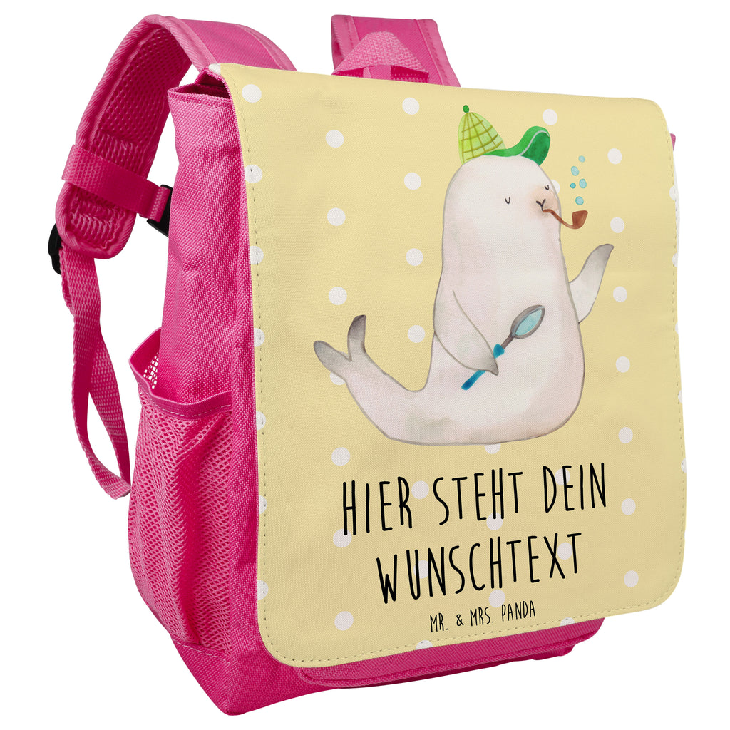 Personalisierter Kinderrucksack Robbe Sherlock Personalisierter Rucksack, Kinderrucksack mit Wunschnamen, Kinder Rucksack personalisiert, Rucksack Kindergröße mit Name, Kleiner Rucksack mit individuellem Text, Rucksack mit eigenem Namen, Individueller Kinderrucksack, Rucksack mit Wunschtext, Personalisierter Rucksack für Kinder<br />Kinder Rucksack mit eigenem Design, Tiermotive, Gute Laune, lustige Sprüche, Tiere
