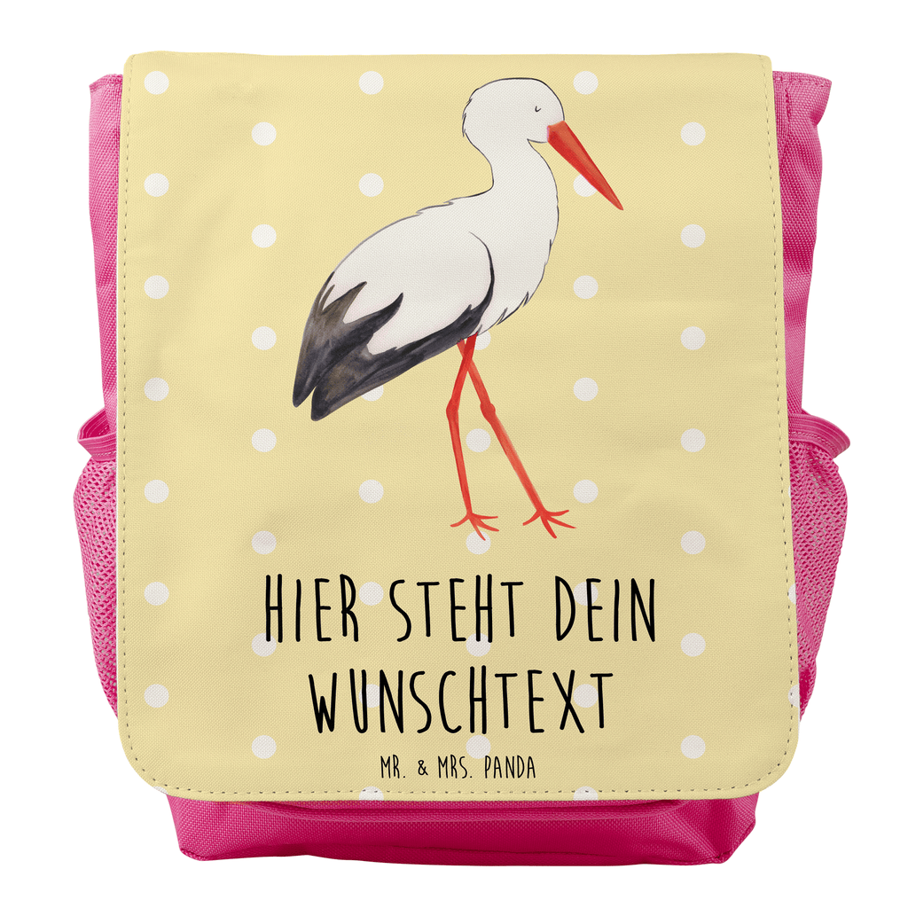 Personalisierter Kinderrucksack Storch Personalisierter Rucksack, Kinderrucksack mit Wunschnamen, Kinder Rucksack personalisiert, Rucksack Kindergröße mit Name, Kleiner Rucksack mit individuellem Text, Rucksack mit eigenem Namen, Individueller Kinderrucksack, Rucksack mit Wunschtext, Personalisierter Rucksack für Kinder<br />Kinder Rucksack mit eigenem Design, Tiermotive, Gute Laune, lustige Sprüche, Tiere, Storch, Störche, Schwangerschaft, Geburt, Mutter, Mütter, Mutter werden, Schwanger, Babybauch, Baby