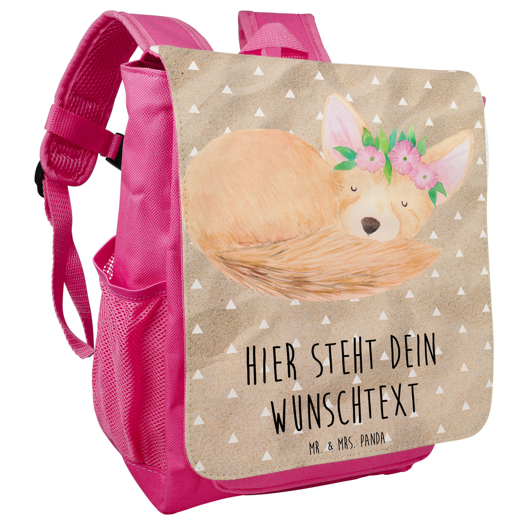 Personalisierter Kinderrucksack Wüstenfuchs Blumenkranz Personalisierter Rucksack, Kinderrucksack mit Wunschnamen, Kinder Rucksack personalisiert, Rucksack Kindergröße mit Name, Kleiner Rucksack mit individuellem Text, Rucksack mit eigenem Namen, Individueller Kinderrucksack, Rucksack mit Wunschtext, Personalisierter Rucksack für Kinder<br />Kinder Rucksack mit eigenem Design, Afrika, Wildtiere, Wüste, Wüstenfuchs, Blumen, Blumenkranz, Glücklich