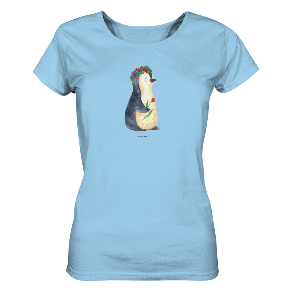 Shirt Damen Pinguin Blumenkranz T-Shirt, Shirt, Tshirt, Lustiges T-Shirt, T-Shirt mit Spruch, Party, Junggesellenabschied, Jubiläum, Geburstag, Herrn, Damen, Männer, Frauen, Schlafshirt, Nachthemd, Sprüche, Pinguin, Pinguine, Blumenkranz, Universum, Leben, Wünsche, Ziele, Lebensziele, Motivation, Lebenslust, Liebeskummer, Geschenkidee