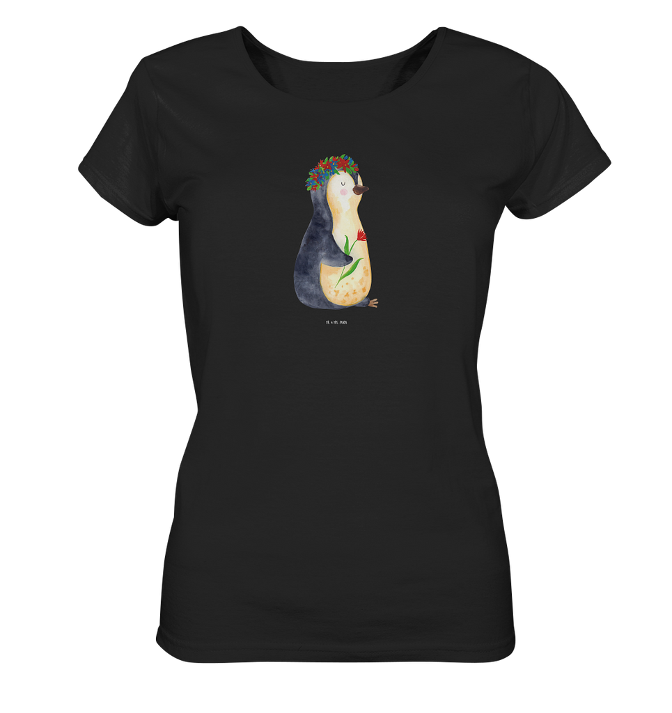 Shirt Damen Pinguin Blumenkranz T-Shirt, Shirt, Tshirt, Lustiges T-Shirt, T-Shirt mit Spruch, Party, Junggesellenabschied, Jubiläum, Geburstag, Herrn, Damen, Männer, Frauen, Schlafshirt, Nachthemd, Sprüche, Pinguin, Pinguine, Blumenkranz, Universum, Leben, Wünsche, Ziele, Lebensziele, Motivation, Lebenslust, Liebeskummer, Geschenkidee