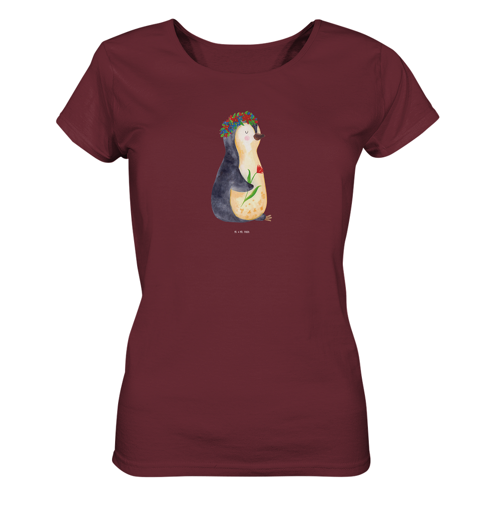 Shirt Damen Pinguin Blumenkranz T-Shirt, Shirt, Tshirt, Lustiges T-Shirt, T-Shirt mit Spruch, Party, Junggesellenabschied, Jubiläum, Geburstag, Herrn, Damen, Männer, Frauen, Schlafshirt, Nachthemd, Sprüche, Pinguin, Pinguine, Blumenkranz, Universum, Leben, Wünsche, Ziele, Lebensziele, Motivation, Lebenslust, Liebeskummer, Geschenkidee