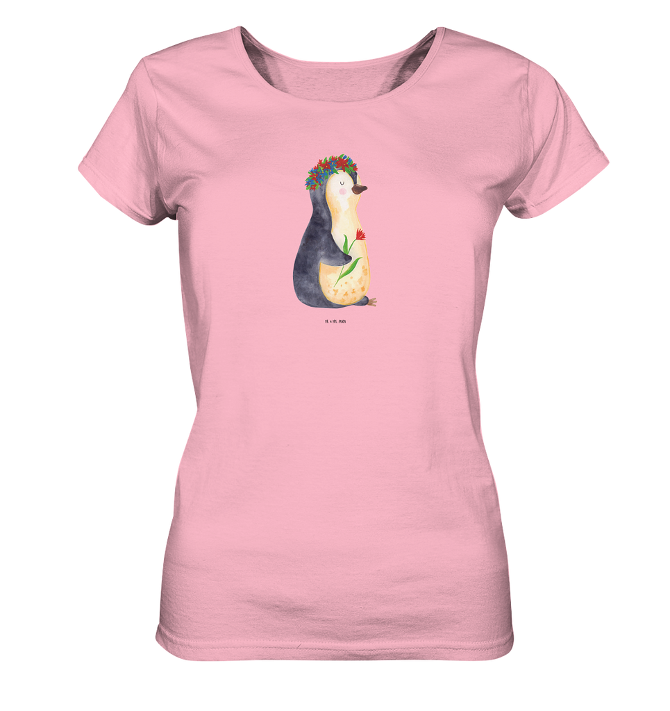 Shirt Damen Pinguin Blumenkranz T-Shirt, Shirt, Tshirt, Lustiges T-Shirt, T-Shirt mit Spruch, Party, Junggesellenabschied, Jubiläum, Geburstag, Herrn, Damen, Männer, Frauen, Schlafshirt, Nachthemd, Sprüche, Pinguin, Pinguine, Blumenkranz, Universum, Leben, Wünsche, Ziele, Lebensziele, Motivation, Lebenslust, Liebeskummer, Geschenkidee