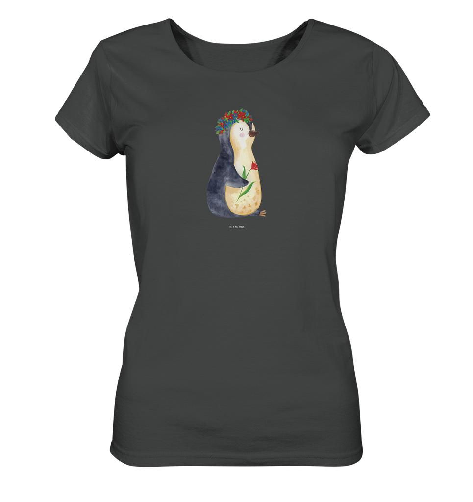 Shirt Damen Pinguin Blumenkranz T-Shirt, Shirt, Tshirt, Lustiges T-Shirt, T-Shirt mit Spruch, Party, Junggesellenabschied, Jubiläum, Geburstag, Herrn, Damen, Männer, Frauen, Schlafshirt, Nachthemd, Sprüche, Pinguin, Pinguine, Blumenkranz, Universum, Leben, Wünsche, Ziele, Lebensziele, Motivation, Lebenslust, Liebeskummer, Geschenkidee