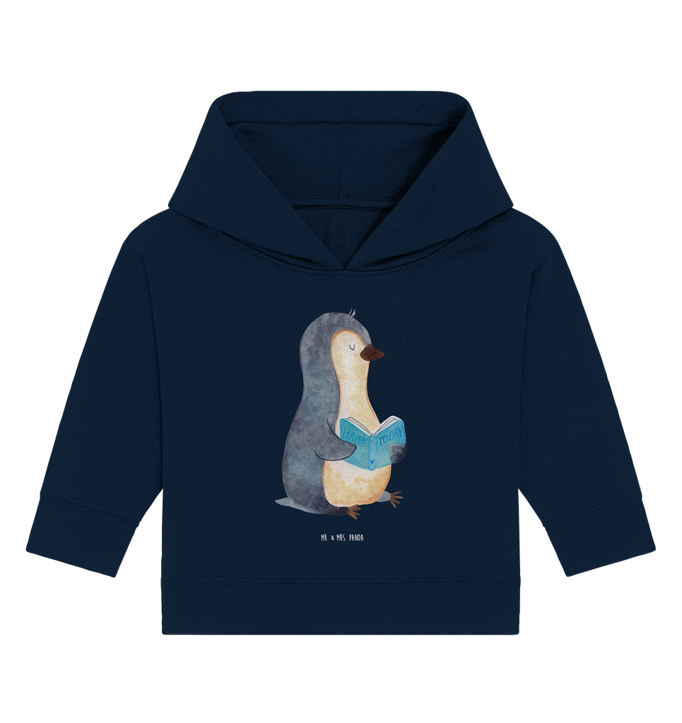 Organic Baby Hoodie Pinguin Buch Baby Kapuzenshirt, Baby Kapuzensweatshirt, Baby Hoodie, Baby Pullover, Pinguin, Pinguine, Buch, Lesen, Bücherwurm, Nichtstun, Faulenzen, Ferien, Urlaub, Freizeit