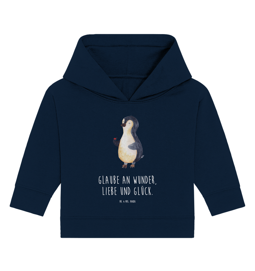 Organic Baby Hoodie Pinguin Marienkäfer Baby Kapuzenshirt, Baby Kapuzensweatshirt, Baby Hoodie, Baby Pullover, Pinguin, Pinguine, Marienkäfer, Liebe, Wunder, Glück, Freude, Lebensfreude