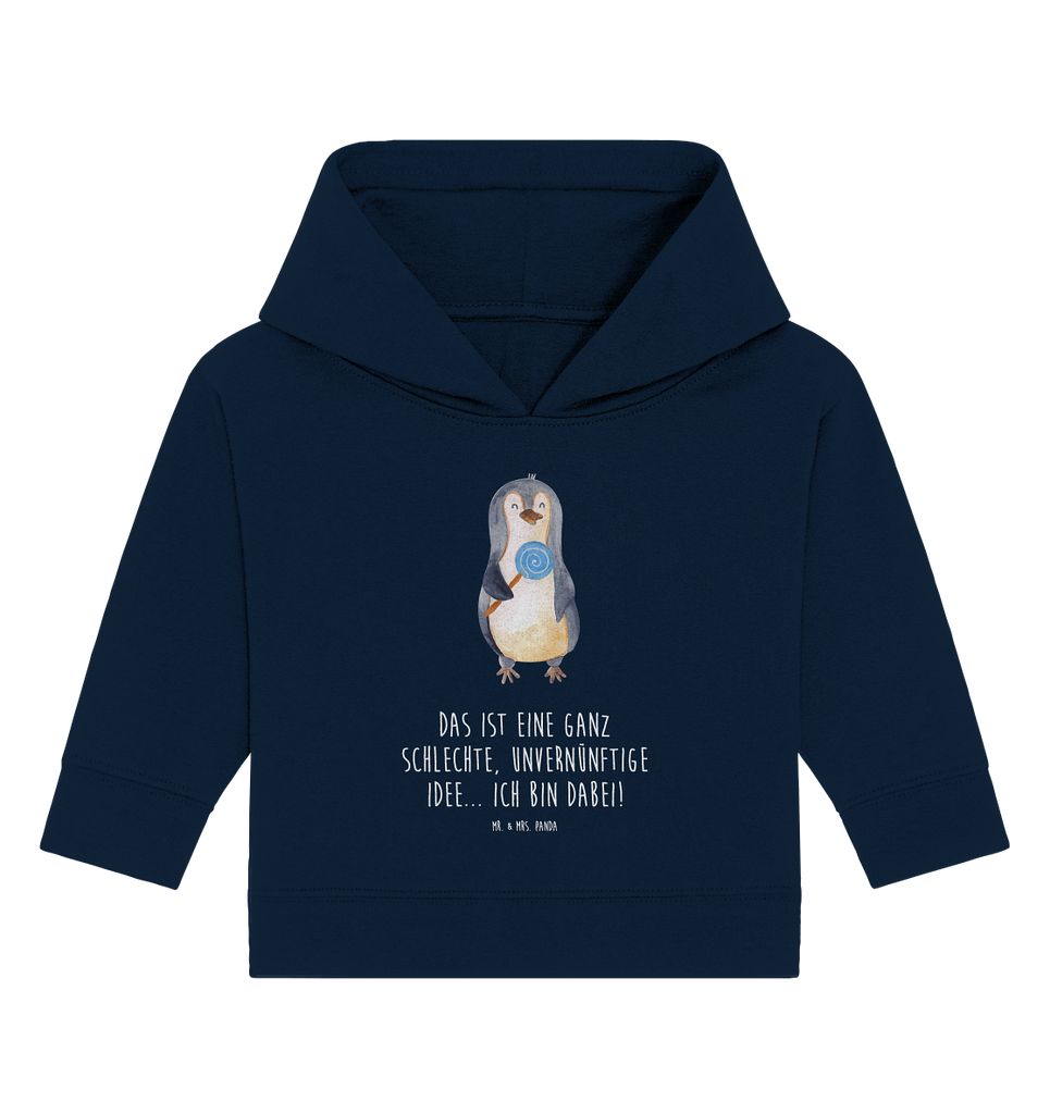 Organic Baby Hoodie Pinguin Lolli Baby Kapuzenshirt, Baby Kapuzensweatshirt, Baby Hoodie, Baby Pullover, Pinguin, Pinguine, Lolli, Süßigkeiten, Blödsinn, Spruch, Rebell, Gauner, Ganove, Rabauke