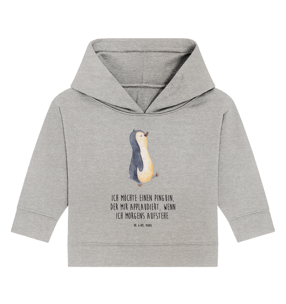 Organic Baby Hoodie Pinguin marschierend Baby Kapuzenshirt, Baby Kapuzensweatshirt, Baby Hoodie, Baby Pullover, Pinguin, Pinguine, Frühaufsteher, Langschläfer, Bruder, Schwester, Familie