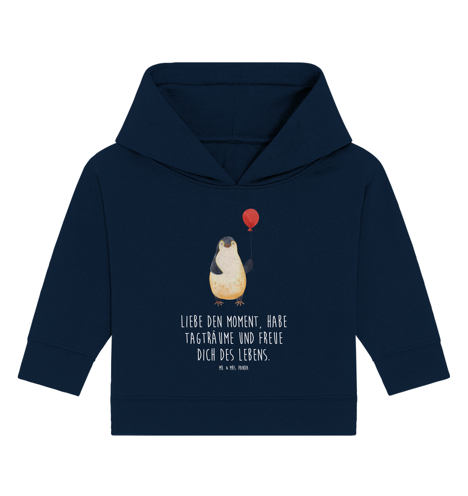 Organic Baby Hoodie Pinguin Luftballon Baby Kapuzenshirt, Baby Kapuzensweatshirt, Baby Hoodie, Baby Pullover, Pinguin, Pinguine, Luftballon, Tagträume, Lebenslust, Geschenk Freundin, Geschenkidee, beste Freundin, Motivation, Neustart, neues Leben, Liebe, Glück