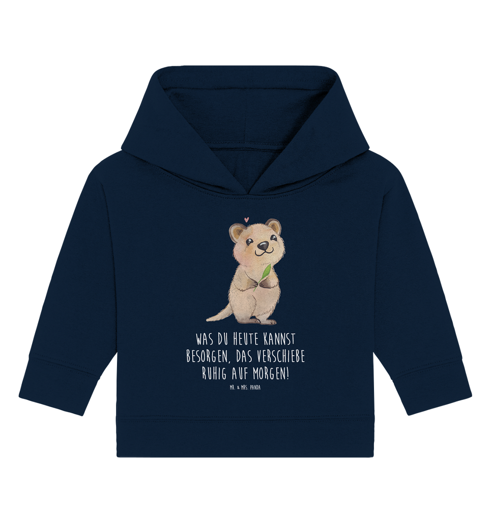 Organic Baby Hoodie Quokka Happy Baby Kapuzenshirt, Baby Kapuzensweatshirt, Baby Hoodie, Baby Pullover, Tiermotive, Gute Laune, lustige Sprüche, Tiere, Quokka, Verschieben, Aufschieberitis, Lustiger Spruch, Niedliches Tier, Dinge erledigen