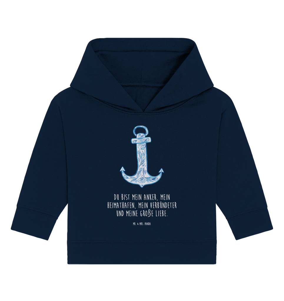 Organic Baby Hoodie Anker Blau Baby Kapuzenshirt, Baby Kapuzensweatshirt, Baby Hoodie, Baby Pullover, Tiermotive, Gute Laune, lustige Sprüche, Tiere