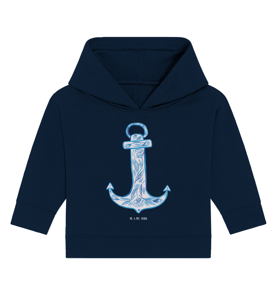 Organic Baby Hoodie Anker Blau Baby Kapuzenshirt, Baby Kapuzensweatshirt, Baby Hoodie, Baby Pullover, Tiermotive, Gute Laune, lustige Sprüche, Tiere