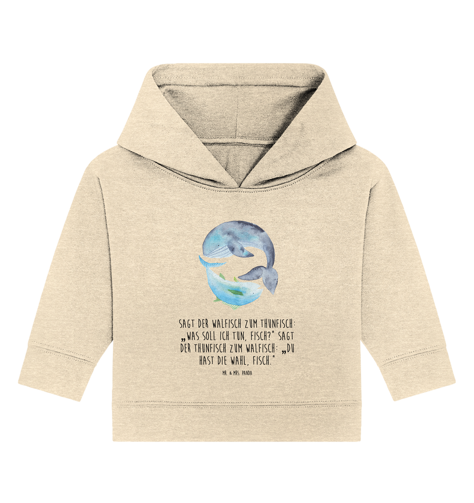 Organic Baby Hoodie Walfisch & Thunfisch Baby Kapuzenshirt, Baby Kapuzensweatshirt, Baby Hoodie, Baby Pullover, Tiermotive, Gute Laune, lustige Sprüche, Tiere, Wal, Wahl, Tunfisch, Wortwitz lustig, Spruch lustig, Flachwitz, Witz, Spruch des Tages, Flachwitz Geschenk