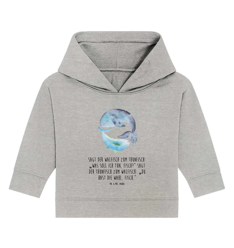 Organic Baby Hoodie Walfisch & Thunfisch Baby Kapuzenshirt, Baby Kapuzensweatshirt, Baby Hoodie, Baby Pullover, Tiermotive, Gute Laune, lustige Sprüche, Tiere, Wal, Wahl, Tunfisch, Wortwitz lustig, Spruch lustig, Flachwitz, Witz, Spruch des Tages, Flachwitz Geschenk