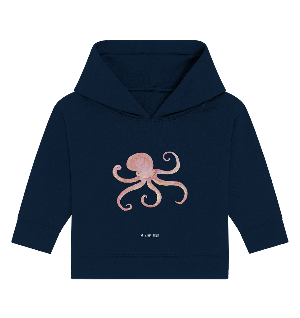 Organic Baby Hoodie Tintenfisch Baby Kapuzenshirt, Baby Kapuzensweatshirt, Baby Hoodie, Baby Pullover, Tiermotive, Gute Laune, lustige Sprüche, Tiere, Meer, Meerestier, Krake, Tintenfisch, Arme, Wasser, Ozean