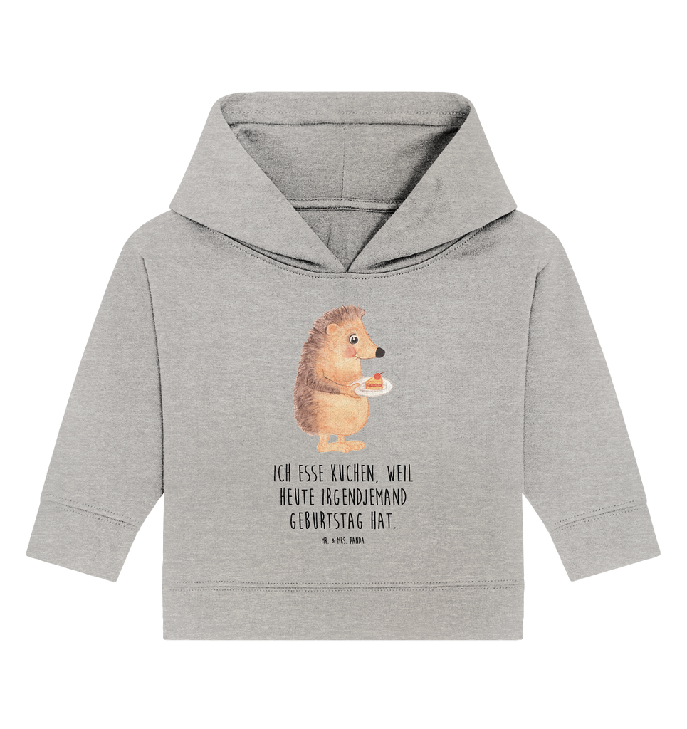 Organic Baby Hoodie Igel mit Kuchenstück Baby Kapuzenshirt, Baby Kapuzensweatshirt, Baby Hoodie, Baby Pullover, Tiermotive, Gute Laune, lustige Sprüche, Tiere, Igel, Essen Spruch, Kuchen, Backen Geschenk, Kuchen backen, Einladung Party, Geburtstagskuchen, Torte