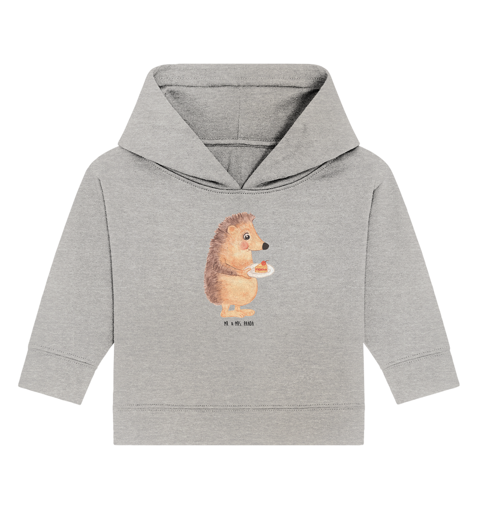 Organic Baby Hoodie Igel mit Kuchenstück Baby Kapuzenshirt, Baby Kapuzensweatshirt, Baby Hoodie, Baby Pullover, Tiermotive, Gute Laune, lustige Sprüche, Tiere, Igel, Essen Spruch, Kuchen, Backen Geschenk, Kuchen backen, Einladung Party, Geburtstagskuchen, Torte