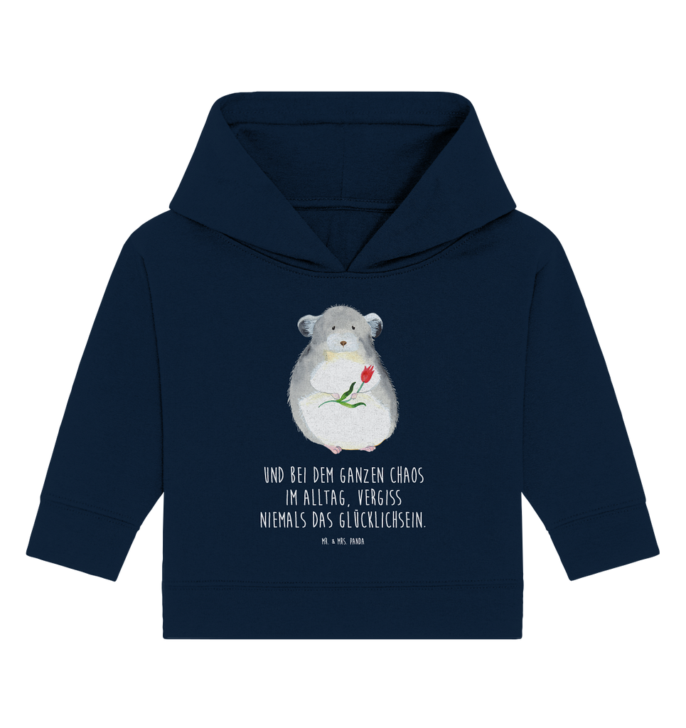 Organic Baby Hoodie Chinchilla mit Blume Baby Kapuzenshirt, Baby Kapuzensweatshirt, Baby Hoodie, Baby Pullover, Tiermotive, Gute Laune, lustige Sprüche, Tiere, Chinchilla, Chinchillas, Liebeskummer, Kummer, Depressionen, traurig sein, Chaos, Glücklichsein, Büro, Büroalltag