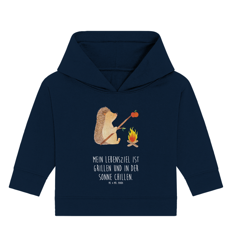Organic Baby Hoodie Igel grillt Baby Kapuzenshirt, Baby Kapuzensweatshirt, Baby Hoodie, Baby Pullover, Tiermotive, Gute Laune, lustige Sprüche, Tiere, Igel, Grillen, Ziele, Motivation, arbeitslos, Sinn des Lebens, Spruch