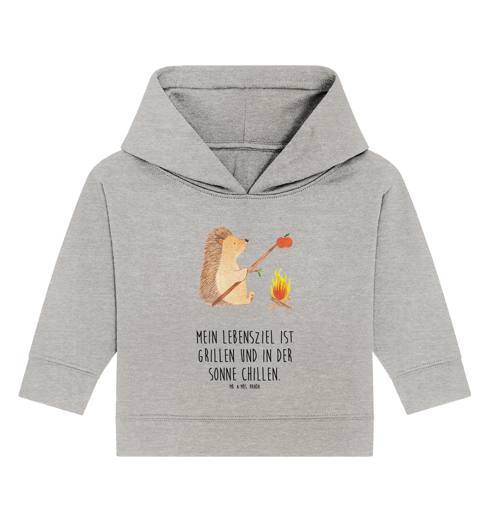 Organic Baby Hoodie Igel grillt Baby Kapuzenshirt, Baby Kapuzensweatshirt, Baby Hoodie, Baby Pullover, Tiermotive, Gute Laune, lustige Sprüche, Tiere, Igel, Grillen, Ziele, Motivation, arbeitslos, Sinn des Lebens, Spruch