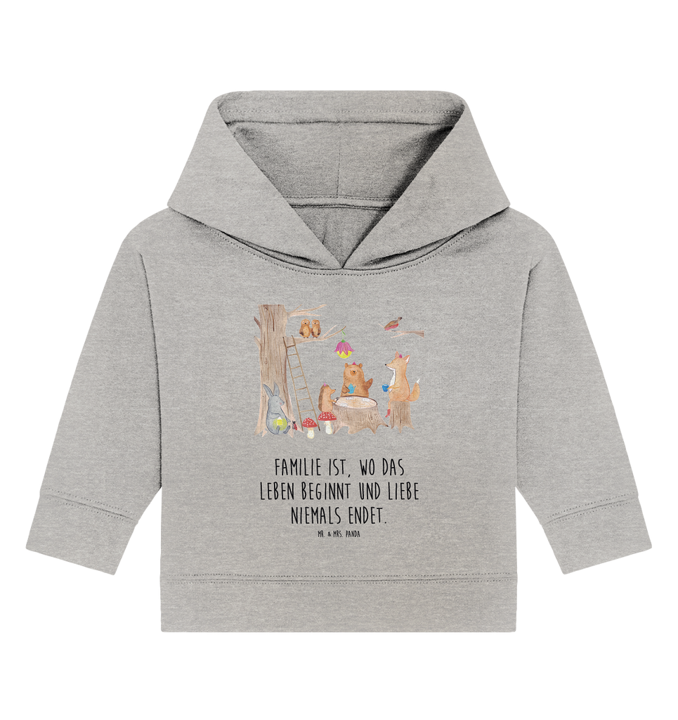Organic Baby Hoodie Waldtiere Picknick Bio, Baby Kapuzenshirt, Baby Kapuzensweatshirt, Baby Hoodie, Baby Pullover, süße Tiermotive, gute Laune, lustige Sprüche, Tiere, Waldtiere, Picknick, Wald, Fuchs, Hase, Igel, Maus, Eichhörnchen